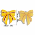 Detail of 2.8cm acrylic baseball bow pendants in solid and translucent styles - Softball Pattern (A6-451)