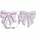 Baseball style white acrylic bow pendants for DIY jewelry and keychain making - Baseball Pattern (A6-449)