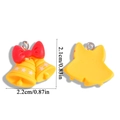 Detail of yellow Christmas bell charms with red bows and white stars for DIY jewelry - Double Bells with Bow (A6-504)