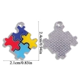 Colorful puzzle piece pendant in blue, yellow, red enamel with size measurements - Puzzle Piece Style (A7-001)
