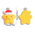 Detailed view of yellow resin Christmas star pendant with hat and size dimensions - Smiling Star with Red Hat (A6-506)