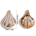 Detailed view of shell-shaped gold pendants with white enamel and precise size measurements - 38x30mm (1.84g)