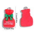 Detailed views of a 2.5cm red Christmas gift box charm with a green bow and metal ring - Red Festive Gift Bag (A6-510)