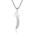 Silver Zulfiqar sword pendant necklace in polished titanium steel for men - Large (With 3.5mm*60cm Chain) / Steel