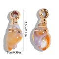Detailed view of sea shell pendant with gold stripes and dimensions 2.3cm by 1cm - 23x10mm (0.7g)