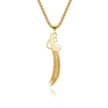 Men's 18K gold plated titanium steel necklace with Zulfiqar sword pendant and box chain - Small (With 3mm*60cm Chain) / Gold