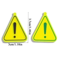 Detail showing dimensions of yellow acrylic warning sign charms with black and green borders - Yellow Exclamation Triangle Sign (A7-017)
