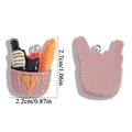 Resin picnic basket charm with miniature wine and bread, front and back view for DIY crafts - Picnic Basket Style (A7-028) / 1 Piece (27x22mm)