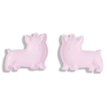 Pink Corgi dog pendant set made of glossy painted alloy for DIY keychains and bags - 47x55mm / Pink