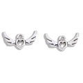 DIY silver hollow heart wings pendant charms for vintage jewelry making necklaces - Antique Silver
