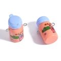 Pink and blue resin bottle pendant charm with bunny print for DIY keychain accessory - Pink Orange Blue Style (GO PLAY)