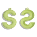 DIY light green faux leather letter S pendant with glossy finish for keychains - 64*42mm / Green