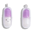 Cute purple and white capsule pendant with a smiley face for DIY jewelry making - Purple