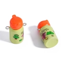 Miniature green thermos pendant with orange cap and cartoon graphics for DIY crafts - Green Orange Style (HAPPY~)