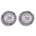Acryl-Pokerchip-Anhänger mit Monte-Carlo-Club-Design für DIY-Schlüsselanhänger - Grau und Orange Nennwert 20 und 50 (款式2) / 41*41mm