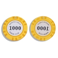 Zwei gelbe Acryl-Pokerchips 1000 Monte Carlo Poker Club Anhänger mit Kronenmuster - Gelb und Weiß Nennwert 1000 (款式8) / 41*41mm