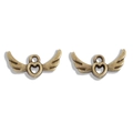 Pair of antique bronze alloy heart with wings charms for DIY jewelry and necklaces - Antique Bronze