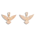 Pair of vintage gold bird charms with detailed feathers for DIY jewelry making - KC Gold