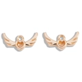 Polished golden alloy heart pendants with wings and top loop for DIY jewelry making - KC Gold