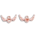 Rose gold hollow heart with angel wings charms for DIY jewelry making and pendants - Rose Gold
