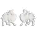 White camel alloy pendant with blue outlines and metal ring for DIY jewelry making - White