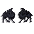 Polished black camel pendants made of alloy with stitch detail for DIY accessories - Black