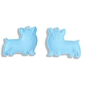Sky blue corgi dog charm made of PU leather and alloy for DIY keychains and bags - 47x55mm / Blue