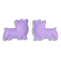 Pair of purple Corgi-shaped DIY pendants with polished finish for keychains and bags - 47x55mm / Purple