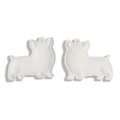 Weißer Keramik-Corgi-Anhänger mit blauem Rand für Schlüsselanhänger und DIY-Sets - 47x55mm / Weiß