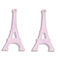 Colgantes rosa de Torre Eiffel en aleación con texto en relieve para joyas de DIY - Rosa