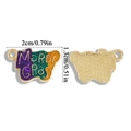 Colorful Mardi Gras enamel charms in purple green and gold with glitter for DIY jewelry - Carnival Plate Pendant (A6-466)