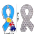 Autism awareness jigsaw ribbon pendant charm in blue oil drip finish for DIY jewelry - Ribbon Puzzle Style (A7-002)