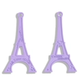Par de colgantes de la Torre Eiffel lavanda con grabado francés y diseño de corazón - Púrpura
