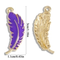 Purple enamel feather charm in gold alloy for bracelets and necklaces, 3cm length - Purple Feather Style (A6-468-Purple)