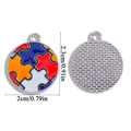 Colgante de pieza de puzzle de esmalte rojo azul y naranja con reverso plateado - Estilo Redondo Rompecabezas (A7-006)