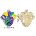 Colorful Mardi Gras clown mask charm in purple yellow green enamel for DIY jewelry making - Tragedy Comedy Mask Style (A6-470)