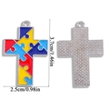 Colgante de cruz con esmalte de puzzle colorido y medidas detalladas del producto - Estilo de Cruz Rompecabezas (A7-008)