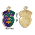 Golden mask pendant with green and purple glitter finish and precise size markings - Pointed Mask Style (A6-473)