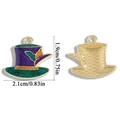 Glittery Mad Hatter pendant charm in purple and green enamel for jewelry making - Mad Hatter Style (A6-477)