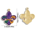 Glittering fleur-de-lis alloy charms in purple and green for carnival bracelets - Fleur-de-lis Style (A6-478)