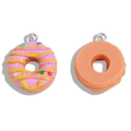 Creative resin donut charm for DIY jewelry with pink frosting and metal loop - Pink Base Yellow Stripe Style (Style 2) / 22*20mm