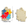 Colgante de corazón rompecabezas para autismo con texto Mom para bisutería DIY - Corazón de Mamá de Autismo - Base Dorada (A7-013)