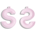 Pink faux leather letter S pendant with top ring for DIY keychain and bag accessories - 64*42mm / Pink