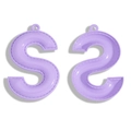 Lavender purple faux leather S-letter charms with stitching texture and top ring hooks - 64*42mm / Purple
