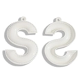 White letter S charm pendant with glossy finish and top hole for DIY jewelry making - 64*42mm / White