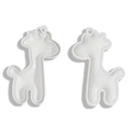 Set of two white giraffe pendants with blue dashed stitch details and glossy finish - White