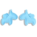 Light blue horse-shaped faux leather pendant accessory with embossed heart and money bag - 58*58MM / Blue