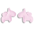 Pink horse keychain charm made of faux leather and alloy with heart relief details - 58*58MM / Pink