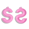 Vibrant pink S-letter faux leather pendant with stitched edges for DIY accessories - 64*42mm / Rose Red