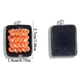 Bastelanhänger aus Kunstharz mit orangefarbenem Spiralmuster und schwarzer Basis für Ohrringe - Sushi-Platte Stil (A7-033)